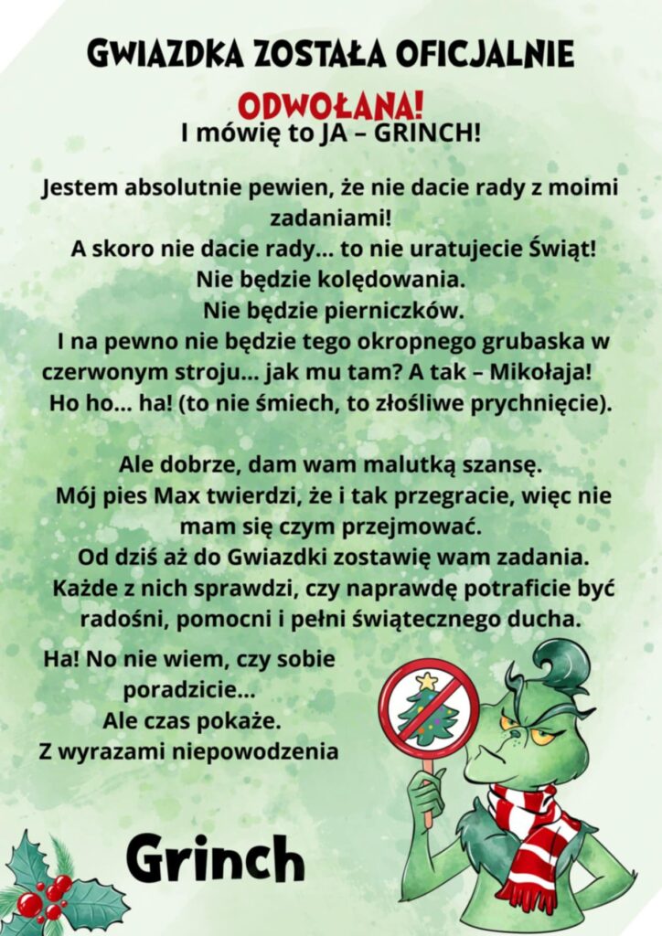 gwiazdkowe wyzwania Grincha